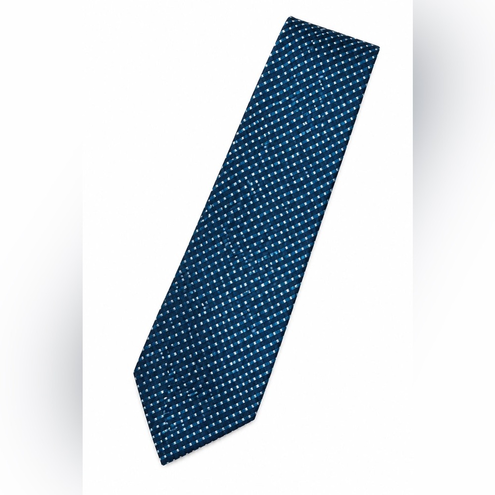 Hugo Boss Silk Tie Blue Geometric Jacquard Necktie Men’s Designer Work Wedding